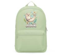 Purple Print House Mini Backpack Personalised For Kids - Sea Seal Ocean Design - Custom Name School Bag For Children Boys Girls, One Size, Pistachio