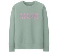 Purple Print House Mum Personalised Sweatshirt - Puff Vinyl Mum Hearts Jumper - Custom Mum Gift With Childrens Names, S, Dusty Green