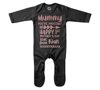 Purple Print House Mummy You're Amazing Happy First Mother's Day Personalised Romper Suit Gift Present Idea Baby Outfit, Gifts for Mum, 6-12 Months, Black
