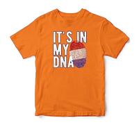 Purple Print House Netherlands Flag Kids T Shirt Dutch Its in My DNA Holland Football Supporter World Top Tee, 7-8 Years, Orange