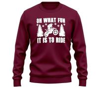 Purple Print House Oh What Fun It Is To Ride Mens Motocross Sweatshirt Christmas Off Road Motorcycle Jumper Xmas Dirt Bike Sweater, XL, Maroon
