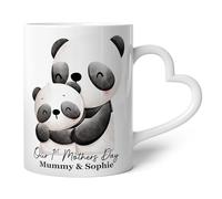 Purple Print House Our First Mothers Day Panda Mug Personalised Name Baby Mummy Design Cup Gift for Mum Grandma