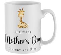 Purple Print House Our First Mothers Day Personalised Giraffe Mug Mummy and Baby Custom Name Tea Coffee Cup Gift For Mum Women Gifting