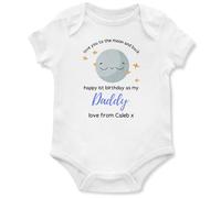 Purple Print House Personalised 1st Birthday as my Daddy Babygrow Baby Boys and Girls Custom Name Vest for Dad New Father Bday Gift, 6-12 Months, White
