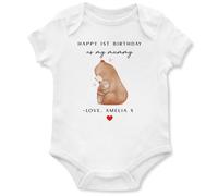 Purple Print House Personalised 1st Birthday as my Mummy Babygrow Mum Bear & Cub Vest for Baby Boys and Girls New Mother Bday Gift, 6-12 Months, White