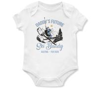 Purple Print House Personalised 1st Skiing Holiday Babygrow - Daddy's Future Ski Buddy Custom Date - Babies Boy Girl Vest Gift, 3-6 Months, White