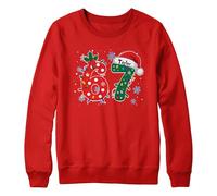 Purple Print House Personalised 6 7 Trend Christmas Kids Sweatshirt - Custom Name - Festive Six Seven Viral Meme Xmas Jumper for Son or Daughter - Boys Girls Funny Gift, 5-6 Years, Red