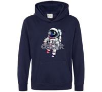 Purple Print House Personalised Astronaut Hoodie For Kids Universe Planets Boy Girls Custom Name Hooded Top, 9-11 Years, Navy