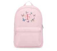 Purple Print House Personalised Backpack For Girls Butterfly Initial Custom Name Kids Back To School Nursery Infant Toddler Bag, One Size, Soft Pink