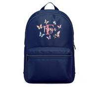 Purple Print House Personalised Backpack For Girls Butterfly Initial Custom Name Kids Back To School Nursery Infant Toddler Bag, One Size, Navy