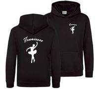 Purple Print House Personalised Ballerina Hoodie Girls Custom Ballet Dancer Kids Hooded Sweatshirt Dancing, 12-13 Years, Black