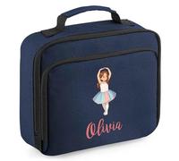 Purple Print House Personalised Ballerina Image Girls Lunch Bag from Custom Photo Infants Back to School Nursery Lunchbox with Kids Name, 24cm x 20cm x 8cm, Navy