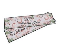 Purple Print House Personalised Bar Runner- Pink Flamingo - Custom Text Rubber Bar Mat - Home Bar Accessories for home pub (Small 440 x 250)
