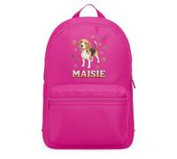 Purple Print House Personalised Beagle Mini Backpack For Kids - Dog Paw Prints Custom Name Bag Cute Girls School Nursery Rucksack, One Size, Bright Pink