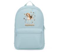 Purple Print House Personalised Beagle Mini Backpack For Kids - Dog Paw Prints Custom Name Bag Cute Girls School Nursery Rucksack, One Size, Light Blue