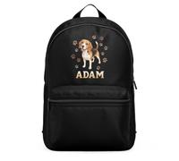 Purple Print House Personalised Beagle Mini Backpack For Kids - Dog Paw Prints Custom Name Bag Cute Girls School Nursery Rucksack, One Size, Black