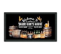 Purple Print House Personalised Beer Barrell Bar Runner Vintage Pub Pints Garden Mat, Small - 440x250, White