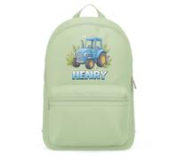 Purple Print House Personalised Blue Tractor Mini Backpack For Kids - Farm Vehicle Custom Name Boys School Nursery Bag, One Size, Pistachio
