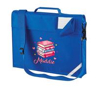 Purple Print House Personalised Book Bag with Straps For Girls Custom Name with Pink Books Design Back to School Daughter, One Size, Royal