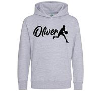 Purple Print House Personalised Boys Basketball Hoodie, Kids Custom Basket Ball Gifts Boys Hoody, Christmas and Birthday Gifts for Son who loves Playing Basketball, 9-11 Years, Sport Grey