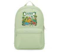 Purple Print House Personalised Boys Dinosaur Mini Bag - Dino Jungle Backpack - Custom Sons Name School Nursery Bag, One Size, Pistachio
