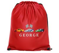 Purple Print House Personalised Boys Drawstring Custom Name Fast Car Design Back To School Gift For Son Infants Primary PE Bag