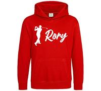 Purple Print House Personalised Boys Golf Hoodie, Kids Custom Golfer Gifts Boys Hoody, Christmas and Birthday Gifts for Son who loves Playing Golf, 9-11 Years, Red