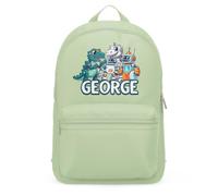 Purple Print House Personalised Boys' Nursery & School Mini Backpack - Robot Dinosaur Custom Name School Bag For Kids, One Size, Pistachio