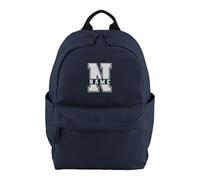 Purple Print House Personalised Boys Premium Mini Backpack - Embroidered Split Initial Varsity Name - Nursery School Bag, One Size, Navy