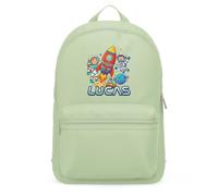 Purple Print House Personalised Boys Space Mini Backpack - Astronaut Spaceship Design Custom Name Kids Nursery Bag, One Size, Pistachio