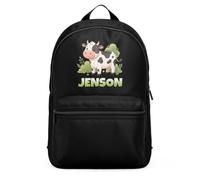 Purple Print House Personalised Cow Mini Backpack For Kids - Farming Yard Custom Name - Boys Girls School Nursery Bag, One Size, Black