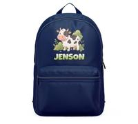 Purple Print House Personalised Cow Mini Backpack For Kids - Farming Yard Custom Name - Boys Girls School Nursery Bag, One Size, Navy