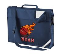Purple Print House Personalised Cricket Book Bag with Strap for Boys with Personalised Flame Name Design Back to School Nursery Reception Kids Gift, One Size, Navy