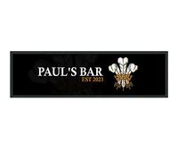 Purple Print House Personalised Cymru Bar Runner Wales Rubber Beer Mat Rugby Home Garden Bar Accessories, Large - 880x250, Black