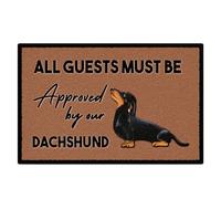 Purple Print House Personalised Dachshund Floor Mat Non Slip Indoor Sausage Dog Front Back Welcome Doormat, 90cm x 60cm, Black