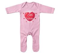 Purple Print House Personalised Daddy's Little Valentine Romper Suit for Girls Babies 1st Valentine Gift Love Hearts Baby Sleepsuit, 6-12 Months, Light Pink