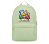 Purple Print House Personalised Digger Mini Backpack For Boys - Construction Lorry Tractor Custom Name Nursery School Bag Kids, One Size, Pistachio