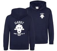 Purple Print House Personalised Easily Distracted By Sheep Kids Hoodie Boys Girl Lambs Farming Hooded Top, 7-8 Years, Navy