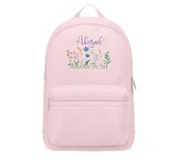 Purple Print House Personalised Embroidered Flowers Mini Backpack For Girls Back To School Nursery Toddlers Floral Bag, One Size, Light Pink