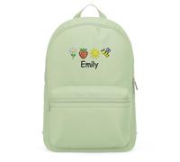 Purple Print House Personalised Embroidered Mini Backpack with Summer Theme Strawberry Sunshine Flower Bumble Bee For Girls Back To School, One Size, Pistachio