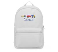 Purple Print House Personalised Embroidered Vehicles Mini Backpack For Boys Plane Train Lorry Back To School Nursery Toddlers Bag, One Size, Soft Grey
