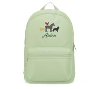 Purple Print House Personalised Farm Animals Mini Backpack For Girls Boys Custom Name Back To School Nursery Toddler Holiday, One Size, Pistachio