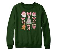 Purple Print House Personalised Festive Christmas Girls Sweatshirt Pink Santa Tree Candy Cane Gingerbread Design - Jumper For Daughter Niece Gift, 12-13 Years, Bottle