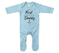 Purple Print House Personalised First Birthday as My Daddy Romper Suit Baby Boys Girls Custom Happy 1st Bday Sleepsuit, 0-3 Months, Light Blue