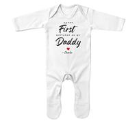 Purple Print House Personalised First Birthday as My Daddy Romper Suit Baby Boys Girls Custom Happy 1st Bday Sleepsuit, 6-12 Months, White