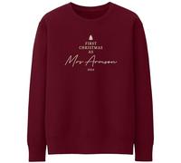 Purple Print House Personalised First Christmas Womens Sweatshirt Just Married Wife 1st Xmas Ladies Jumper, S, Maroon