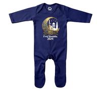 Purple Print House Personalised First Ramadan Baby Romper Suit Eid Islamic Mubarak Babies Sleepsuit, 3-6 Months, Navy