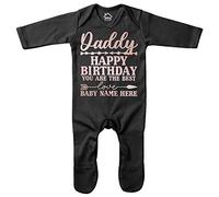 Purple Print House Personalised Gift for Dad, Daddy Birthday Gifts, Daddy Baby Grow, Romper Suit Sleepsuit Newborn Babies, Black, 0-3 Months