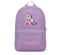 Purple Print House Personalised Girls Unicorn Backpack Whimsical Name Initial Back To School Nursery Infant Toddler Bag, One Size, Lavender