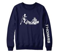 Purple Print House Personalised Go Karting Sweatshirt - Custom Kart Racing Jumper With Childs Name Sleeve For Boys Gift, 9-11 Years, Navy